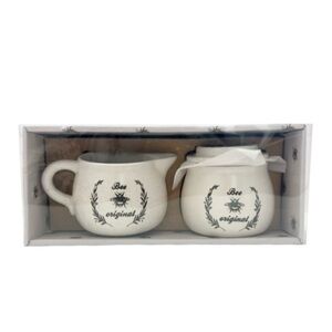 NEW Farmhouse Sugar & Creamer Speckled ( Bee Original  ) 3 Piece Gift Set